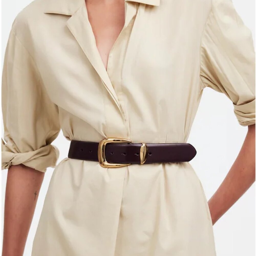 Madewell Chunky Gold Statement Belt Dark Brown XS NWT